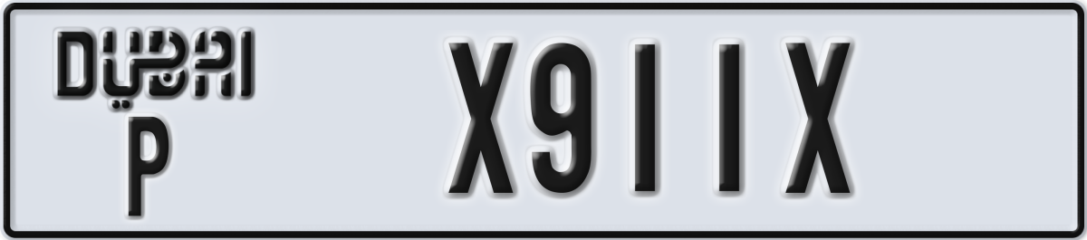 dubai License Plate Number X911X Code P