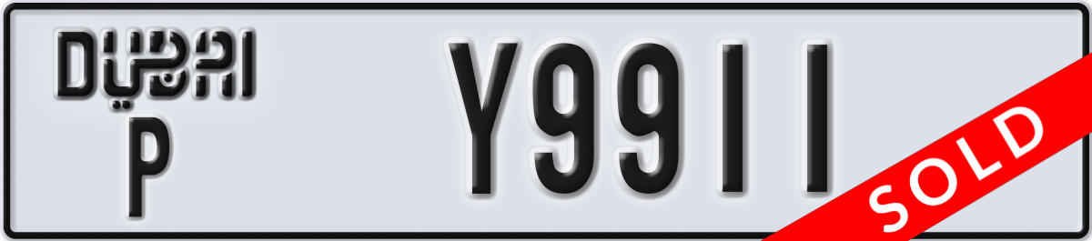 dubai License Plate Number Y9911 Code P