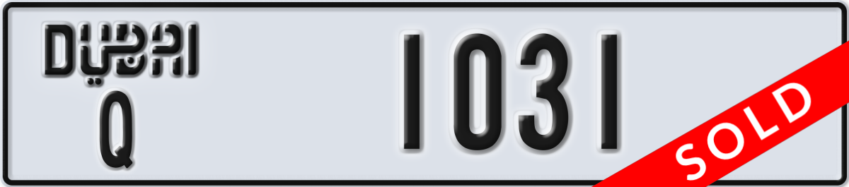 dubai License Plate Number 1031 Code Q