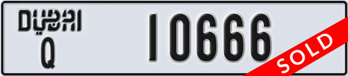 dubai License Plate Number 10666 Code Q
