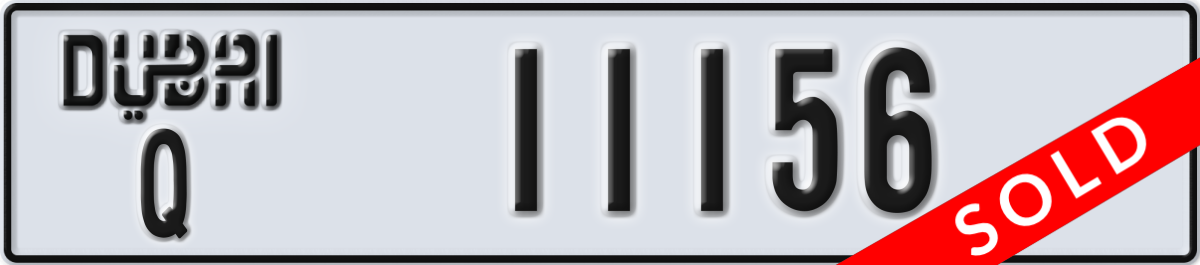 dubai License Plate Number 11156 Code Q