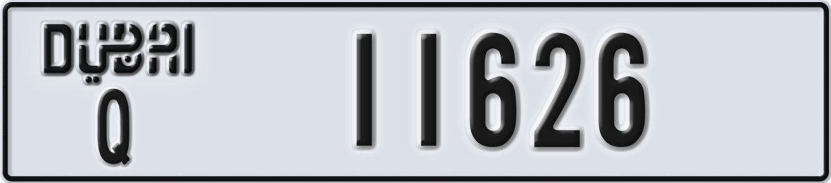 dubai License Plate Number 11626 Code Q