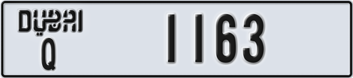 dubai License Plate Number 1163 Code Q