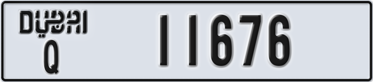 dubai License Plate Number 11676 Code Q