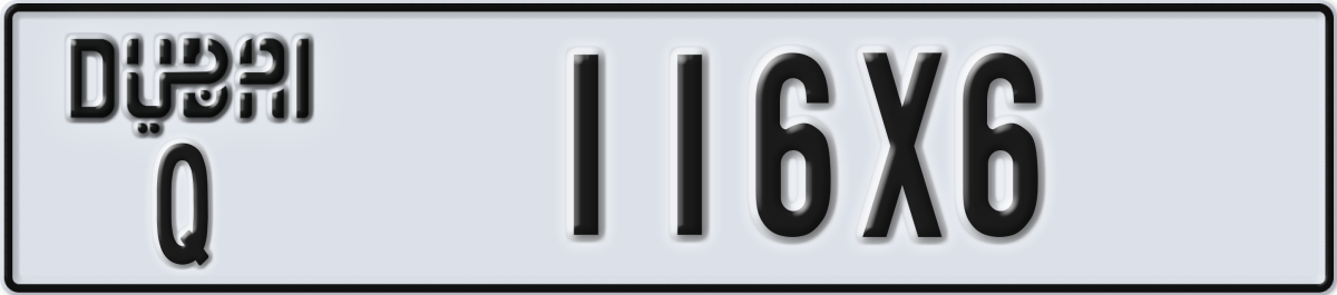 dubai License Plate Number 116X6 Code Q