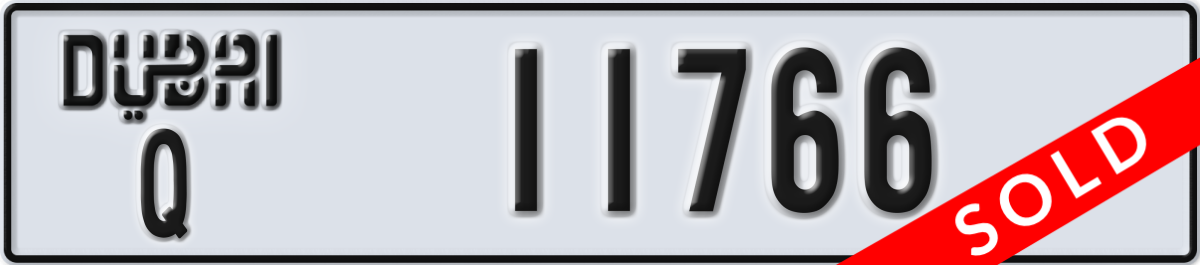 dubai License Plate Number 11766 Code Q
