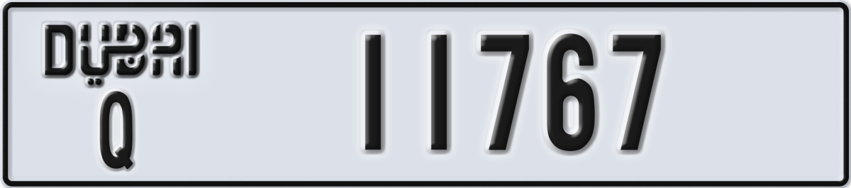 dubai License Plate Number 11767 Code Q