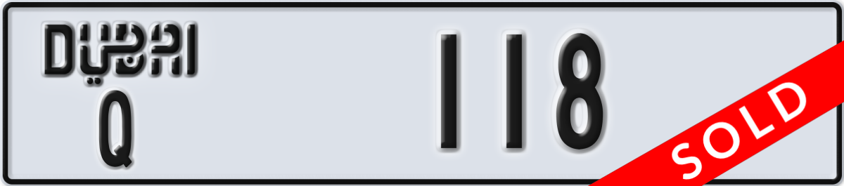 dubai License Plate Number 118 Code Q