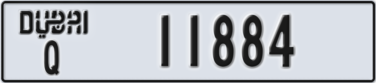 dubai License Plate Number 11884 Code Q