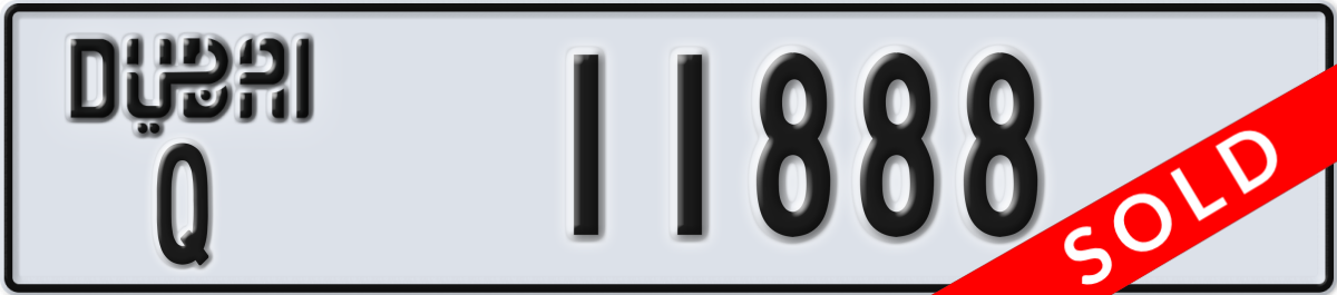 dubai License Plate Number 11888 Code Q