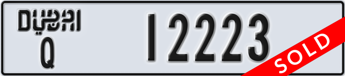 dubai License Plate Number 12223 Code Q