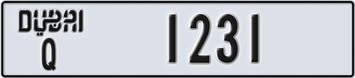 dubai License Plate Number 1231 Code Q