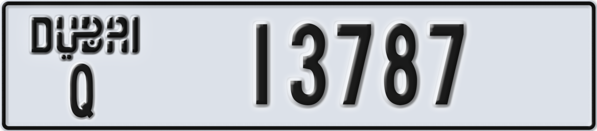 dubai License Plate Number 13787 Code Q
