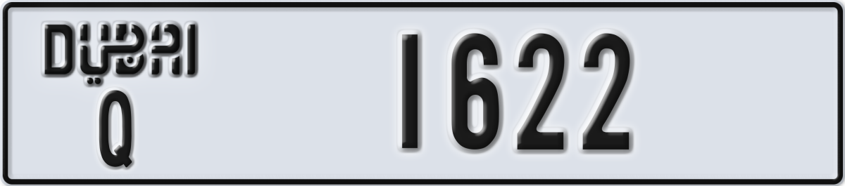 dubai License Plate Number 1622 Code Q