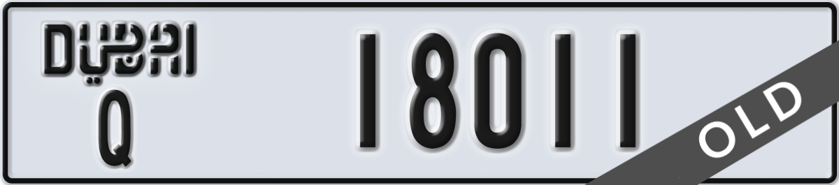 dubai License Plate Number 18011 Code Q