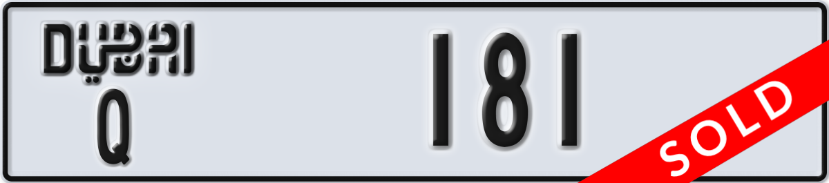 dubai License Plate Number 181 Code Q