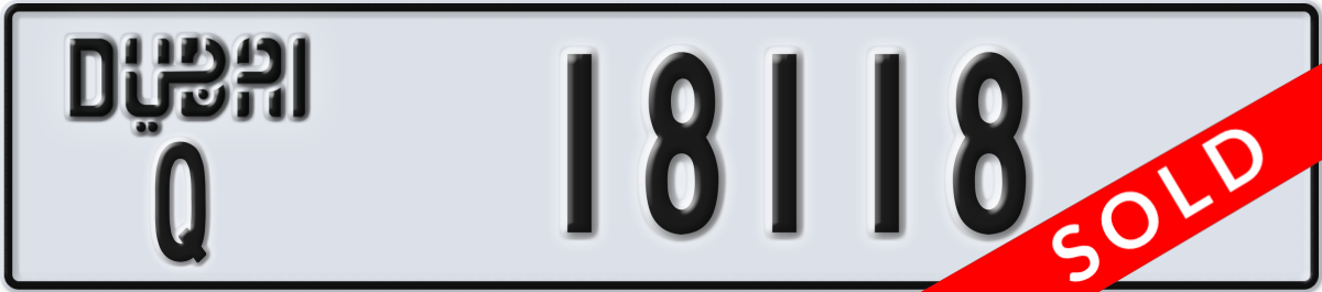dubai License Plate Number 18118 Code Q