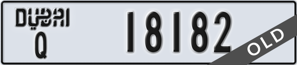 dubai License Plate Number 18182 Code Q