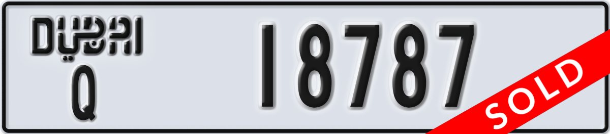 dubai License Plate Number 18787 Code Q