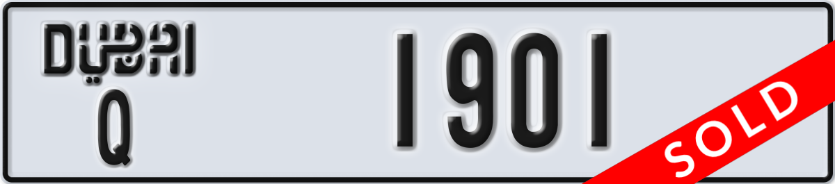 dubai License Plate Number 1901 Code Q