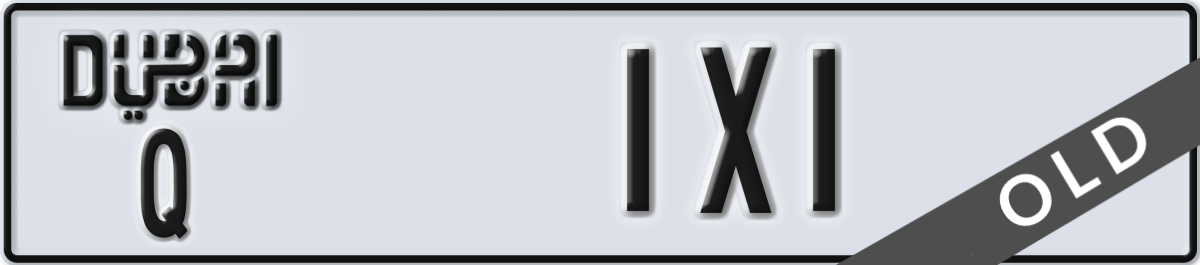 dubai License Plate Number 1X1 Code Q