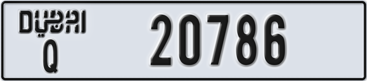 dubai License Plate Number 20786 Code Q