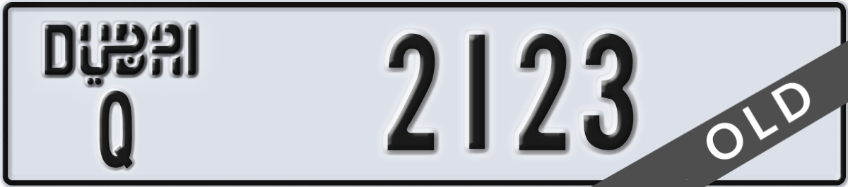 dubai License Plate Number 2123 Code Q