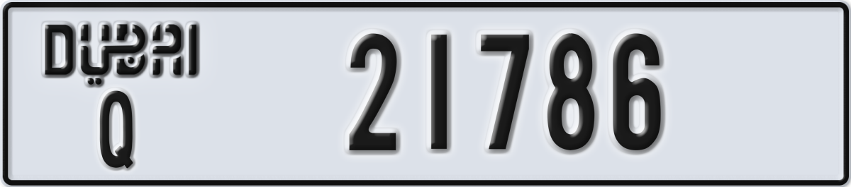dubai License Plate Number 21786 Code Q