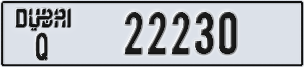 dubai License Plate Number 22230 Code Q