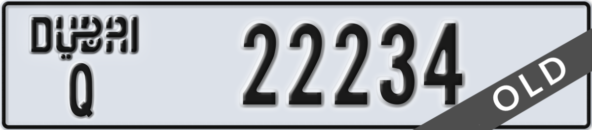 dubai License Plate Number 22234 Code Q