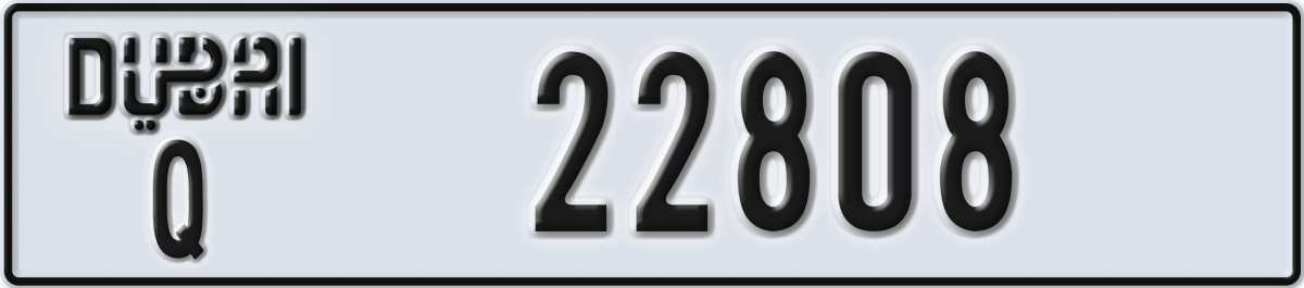 dubai License Plate Number 22808 Code Q