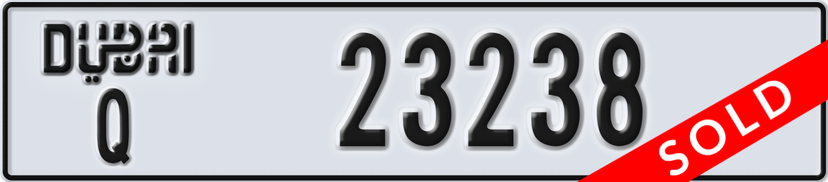 dubai License Plate Number 23238 Code Q