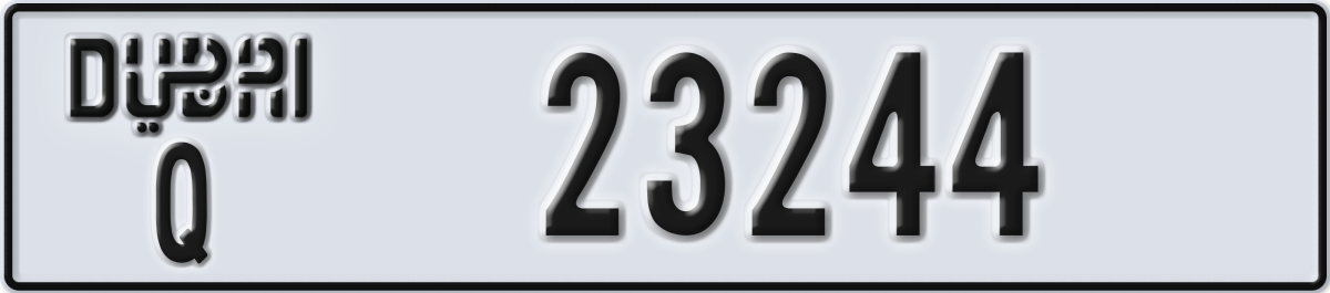 dubai License Plate Number 23244 Code Q