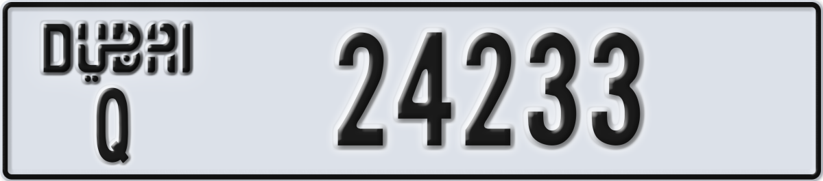 dubai License Plate Number 24233 Code Q