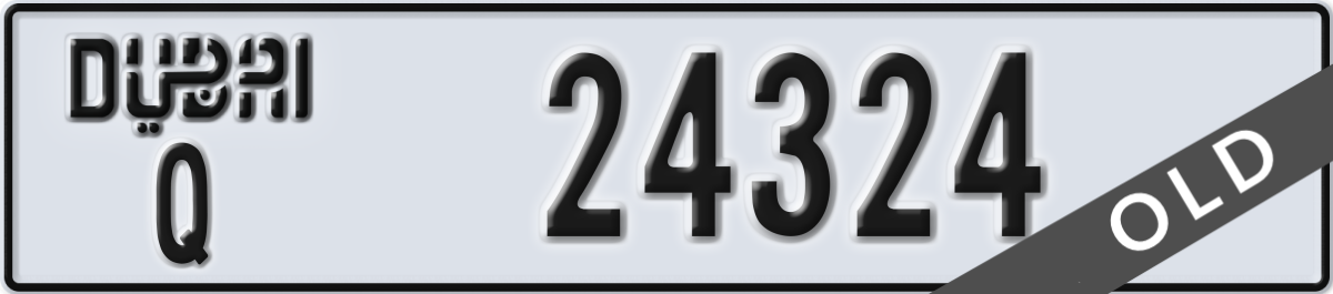 dubai License Plate Number 24324 Code Q