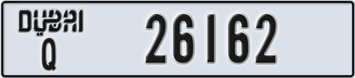 dubai License Plate Number 26162 Code Q