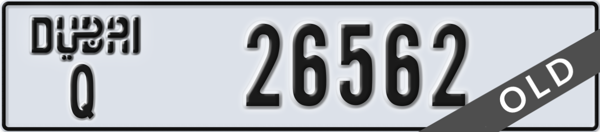 dubai License Plate Number 26562 Code Q