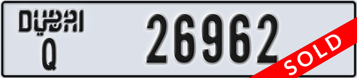 dubai License Plate Number 26962 Code Q