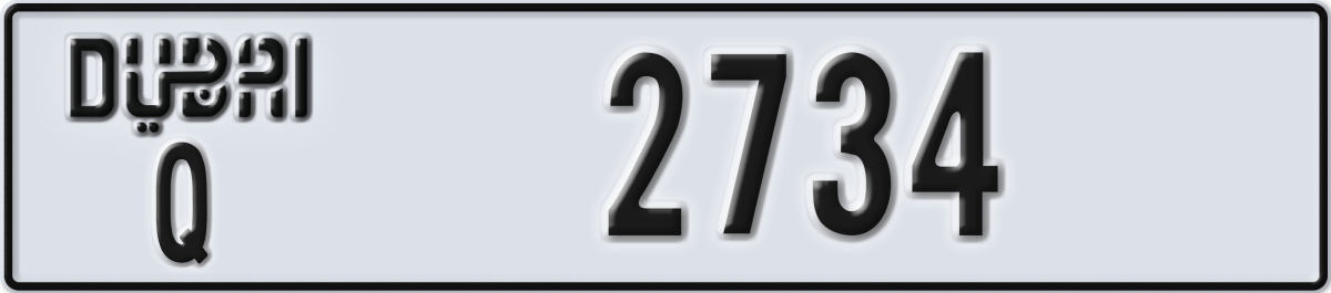 dubai License Plate Number 2734 Code Q