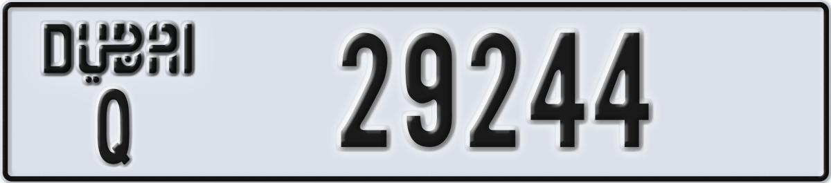 dubai License Plate Number 29244 Code Q