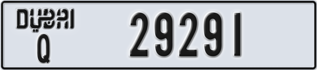 dubai License Plate Number 29291 Code Q