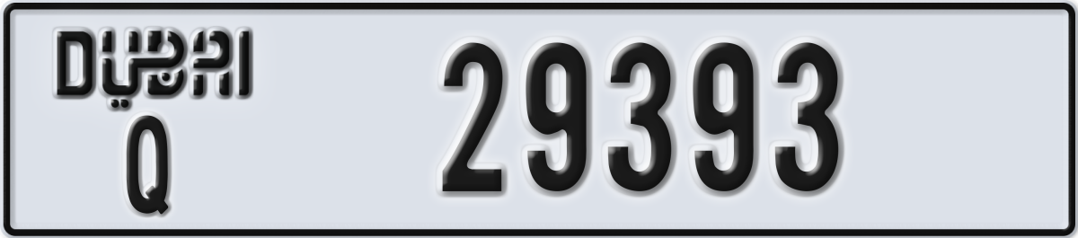 dubai License Plate Number 29393 Code Q