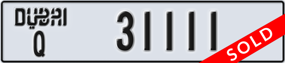 dubai License Plate Number 31111 Code Q