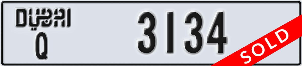 dubai License Plate Number 3134 Code Q