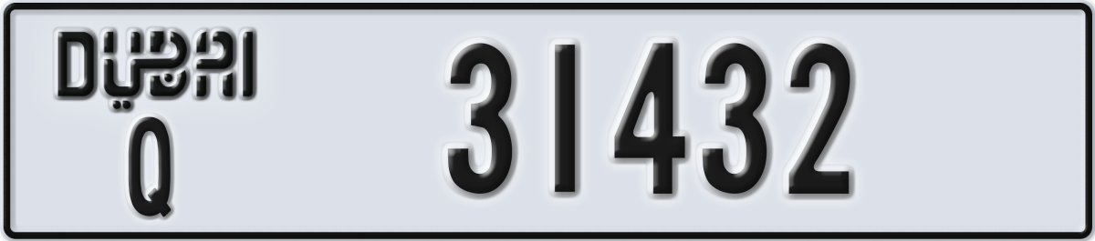 dubai License Plate Number 31432 Code Q