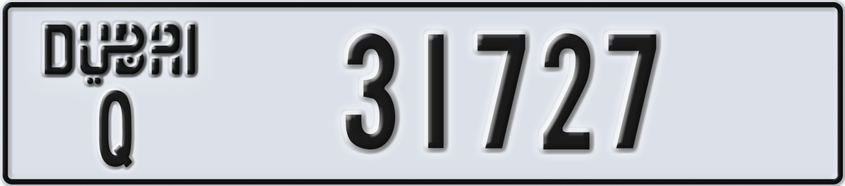 dubai License Plate Number 31727 Code Q