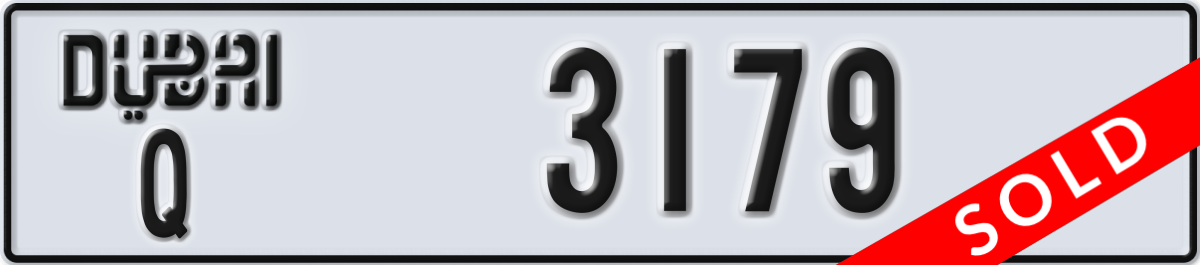 dubai License Plate Number 3179 Code Q