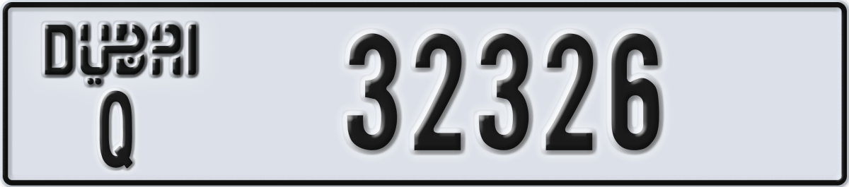 dubai License Plate Number 32326 Code Q