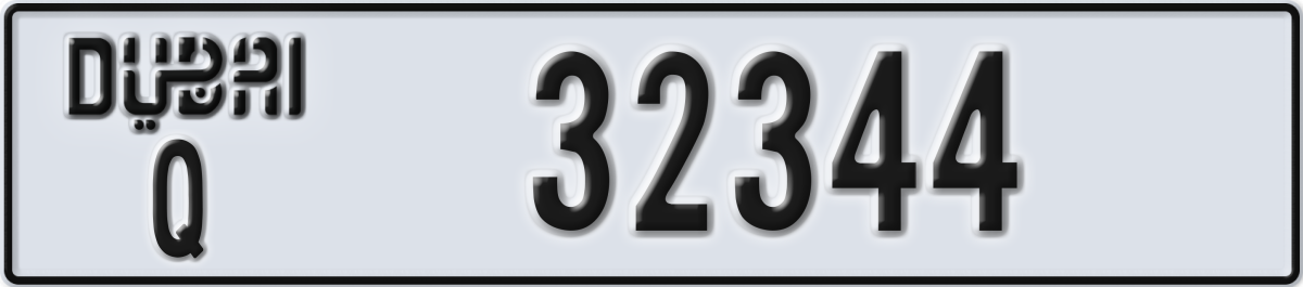dubai License Plate Number 32344 Code Q