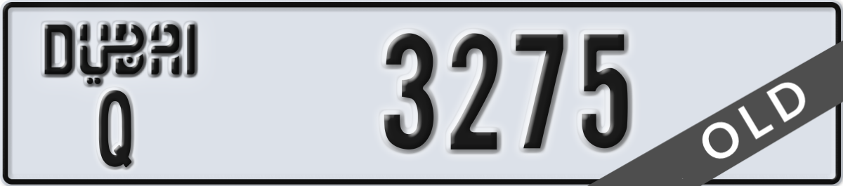 dubai License Plate Number 3275 Code Q